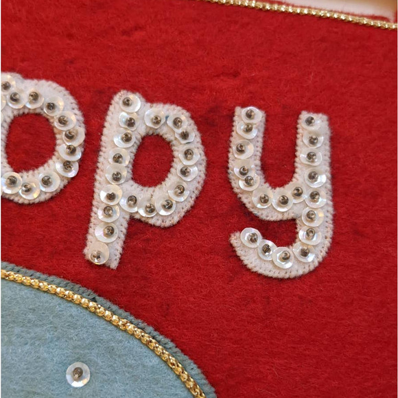 Vintage Christmas Felt Sequin Jeweled Wall Hanging‎ Snowman from Bucilla Kit - Picture 7 of 10